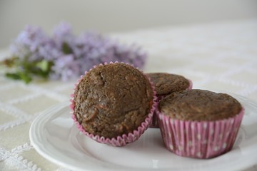 Gluten free banana muffins on a plate
