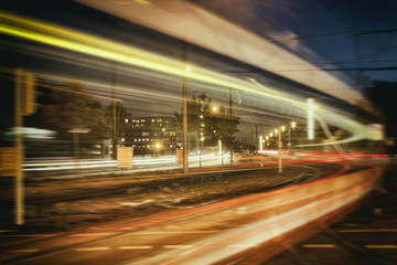 Mannheim Krankenhaus Straßenbahn Langzeitbelichtung