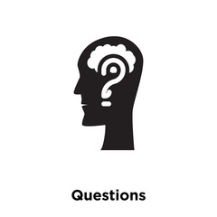 questions icon vector isolated on white background, logo concept of questions sign on transparent background, black filled symbol icon