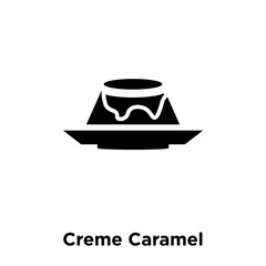 creme caramel icon vector isolated on white background, logo concept of creme caramel sign on transparent background, black filled symbol icon