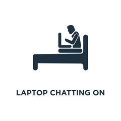 laptop chatting on bed icon