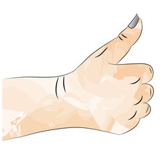 a sketch of a hand with a raised thumb