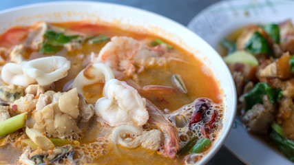 Close-up of Tom Yum Kung.