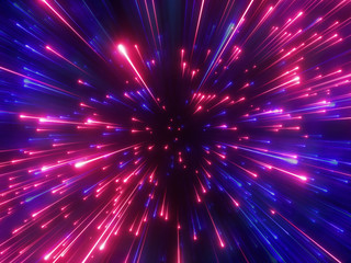 3d render, red blue fireworks, big bang, galaxy, abstract cosmic background, celestial, beauty of universe, speed of light, eon glow, purple stars, cosmos, ultraviolet infrared light, outer space © wacomka