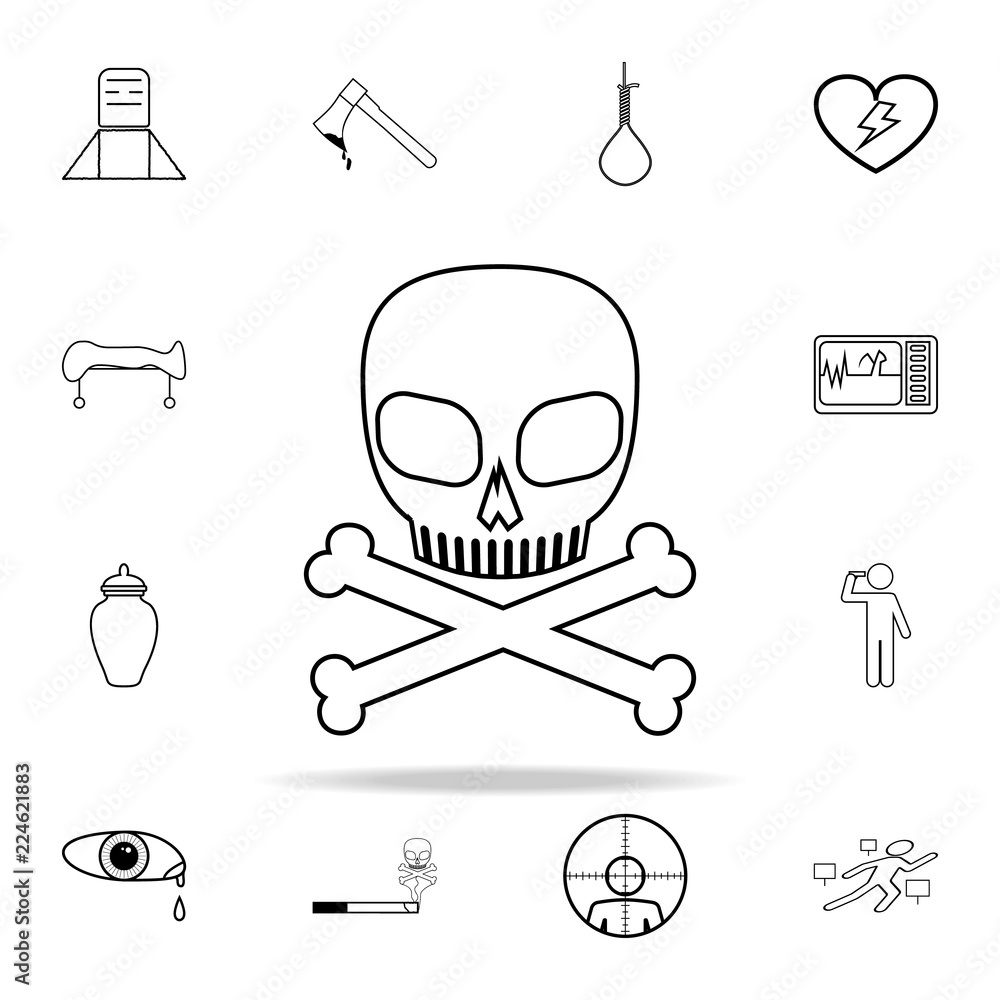 Poster skull and bones icon. death icons universal set for web and mobile