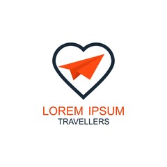 Love travel logo vector flat