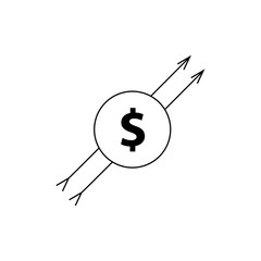 Dollar increase illustration. Money with progress grow up. Business cost illustration.