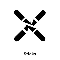 sticks icon vector isolated on white background, logo concept of sticks sign on transparent background, black filled symbol icon