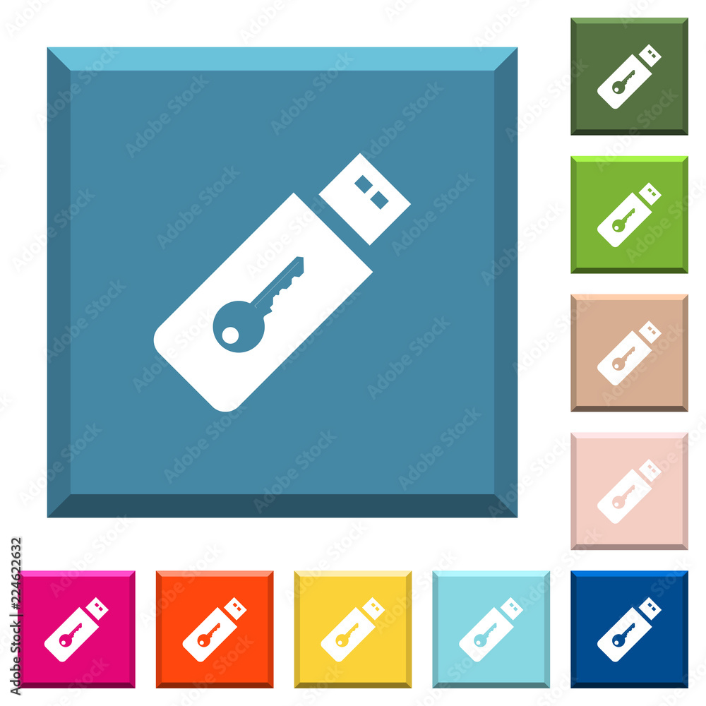 Poster hardware key white icons on edged square buttons