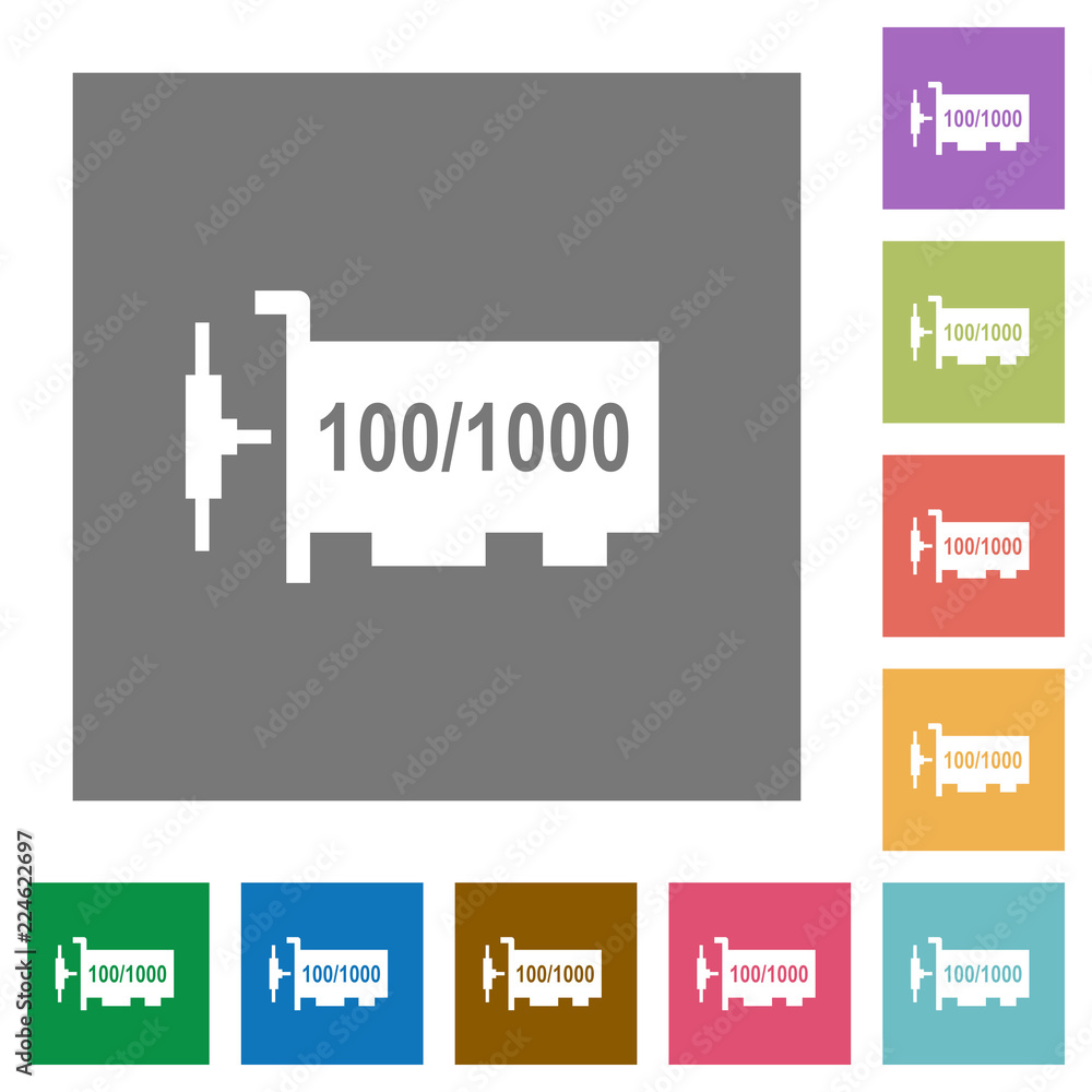 Poster gigabit ethernet network controller square flat icons