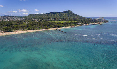 Aerial view of Diamond Head Oahu Hawaii