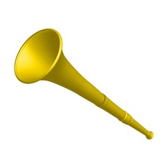 Yellow vuvuzela trumpet football fan. Vuvuzela isolated on a white background. Vector illustration
