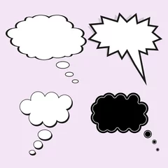 Fotobehang Comic speech bubble. The concept of thought or dream. Vector set of template elements for design, on isolated light background. © Evg V