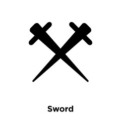 sword icon vector isolated on white background, logo concept of sword sign on transparent background, black filled symbol icon