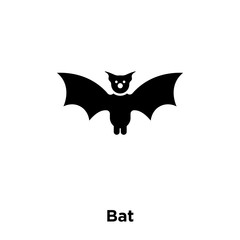 bat icon vector isolated on white background, logo concept of bat sign on transparent background, black filled symbol icon