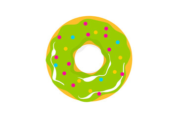 Glazed doughnut pattern. Colored donut pop art style
