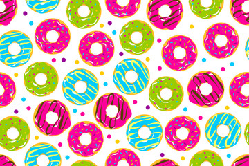 Glazed doughnut seamless pattern pop art style
