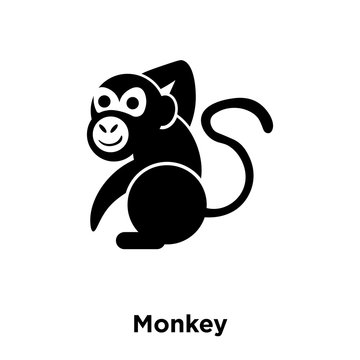 monkey icon vector isolated on white background, logo concept of monkey sign on transparent background, black filled symbol icon