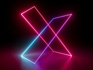 3d render, abstract fluorescent background, laser show, night club interior lights, pink blue...