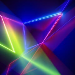 3d render, ultraviolet spectrum, neon lights, laser show, glowing lines, virtual reality, abstract...