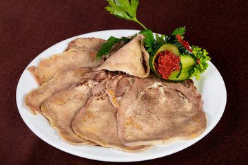Sliced beef tongue