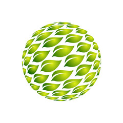 Green leaves symmetry logo template for ecology and flower themed design with natural organic feeling
