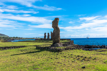 A Row of Moai Statues