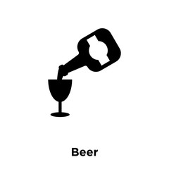 beer icon vector isolated on white background, logo concept of beer sign on transparent background, black filled symbol icon