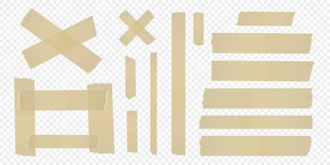 Set of adhesive tape on a separate transparent background. Vector elements for your designs.