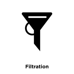 filtration icon vector isolated on white background, logo concept of filtration sign on transparent background, black filled symbol icon