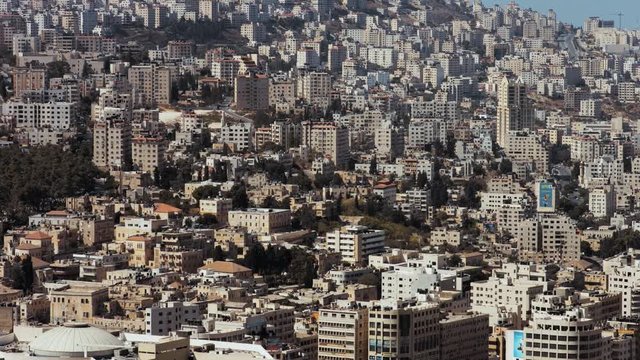 View for Nablus city buildings in west bank Palestine. Urban Sprawl. 4K