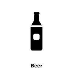 beer icon vector isolated on white background, logo concept of beer sign on transparent background, black filled symbol icon