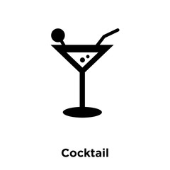 cocktail icon vector isolated on white background, logo concept of cocktail sign on transparent background, black filled symbol icon