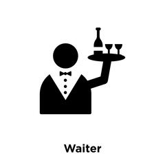 waiter icon vector isolated on white background, logo concept of waiter sign on transparent background, black filled symbol icon