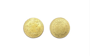 Gold spanish pieces of eight or Charles III escudos, 1784