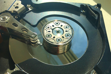 computer hard disk drive close up