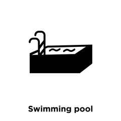 Swimming pool icon vector isolated on white background, logo concept of Swimming pool sign on transparent background, black filled symbol