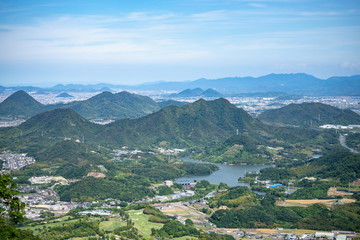 Landscape of the sanuki plain(Fuchu lake) in Kagawa,Shikoku,Japan