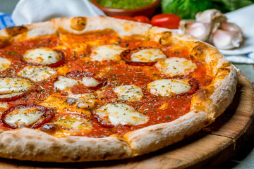 Pepperoni pizza on plate