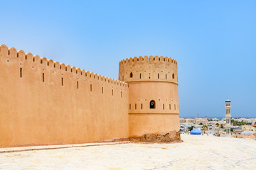 Fototapeta na wymiar Sunaysilah Fort in Sur, Oman. It is located about 150 km southeast of the Omani capital Muscat.