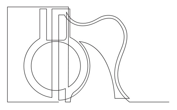 continuous line drawing of acoustic guitar closeup view