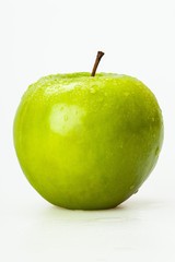 Green Apple With Water Drops