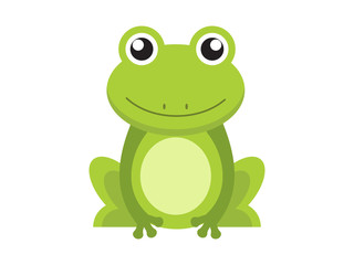 Green frog cartoon character isolated on white background