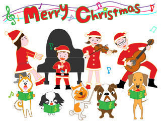 家族と犬たちのクリスマスコンサート