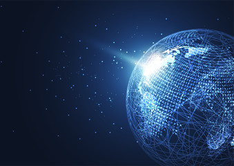 Naklejka premium Global network connection. World map point and line composition concept of global business. Vector Illustration
