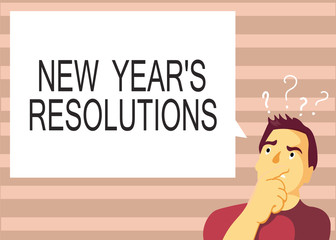 Text sign showing New Year s is Resolutions. Conceptual photo Wishlist List of things to accomplish or improve.