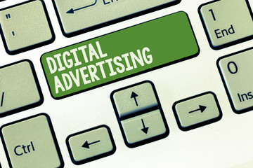Word writing text Digital Advertising. Business concept for Online Marketing Deliver Promotional...
