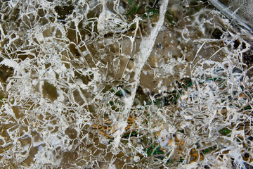 The texture of the ice. The frozen water.Winter background    