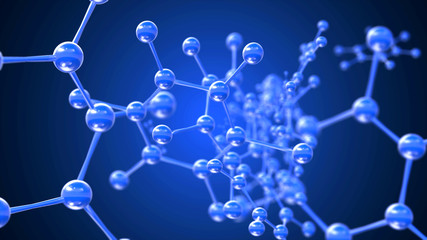 Blue crystal molecules or network background abstract graphic 3D render.