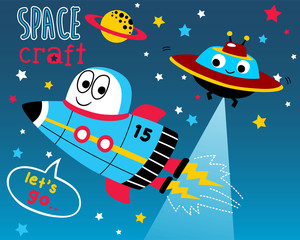 Vector of funny spacecraft cartoon